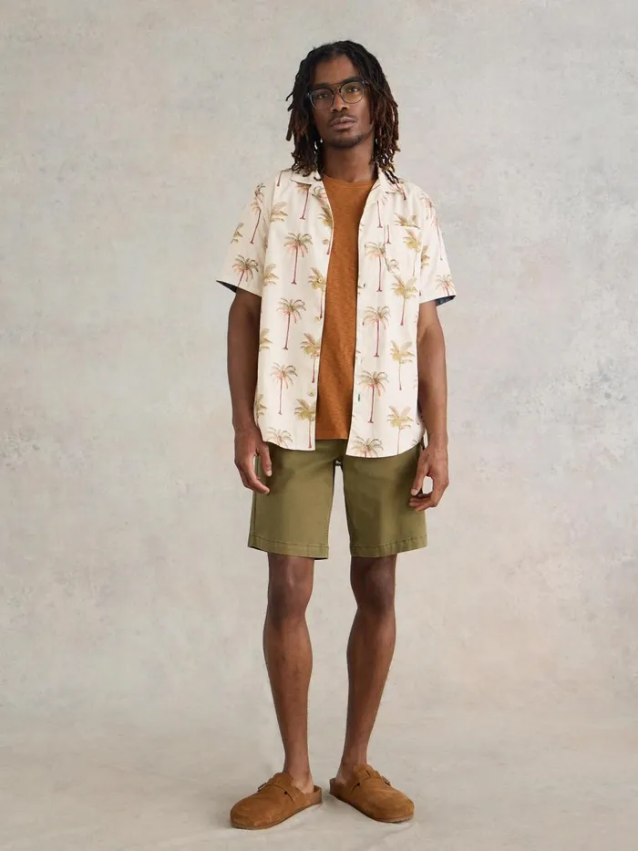 Men SHIRTS White Stuff Palm Tree Printed Shirt Natural Print