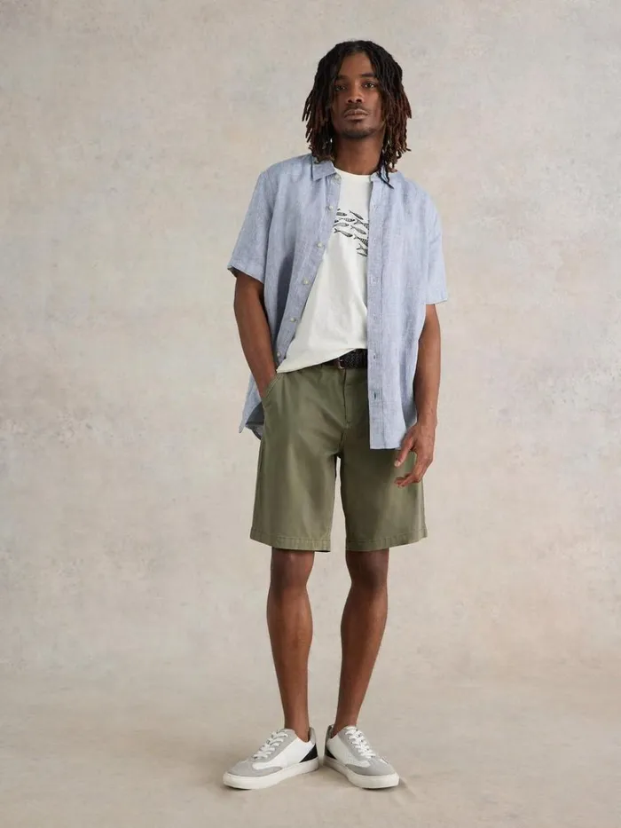 Men SHIRTS White Stuff Pembroke SS Linen Shirt Chambray Blue Men SHIRTS White Stuff Pembroke SS Linen Shirt Chambray Blue
