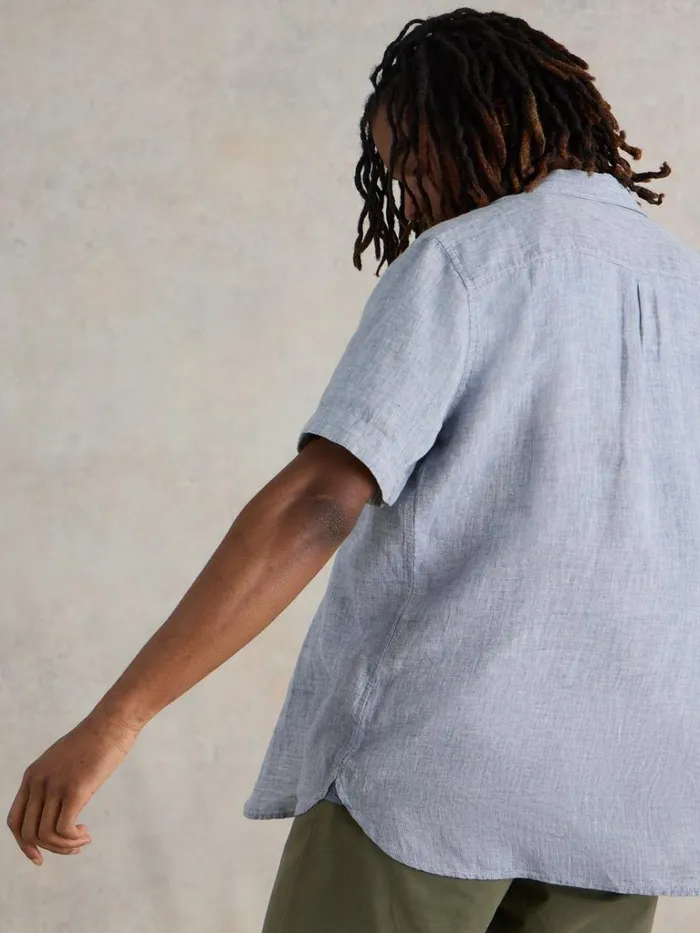 Men SHIRTS White Stuff Pembroke SS Linen Shirt Chambray Blue Men SHIRTS White Stuff Pembroke SS Linen Shirt Chambray Blue