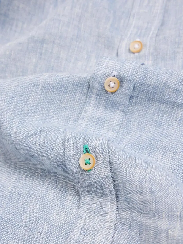 Men SHIRTS White Stuff Pembroke SS Linen Shirt Chambray Blue Men SHIRTS White Stuff Pembroke SS Linen Shirt Chambray Blue