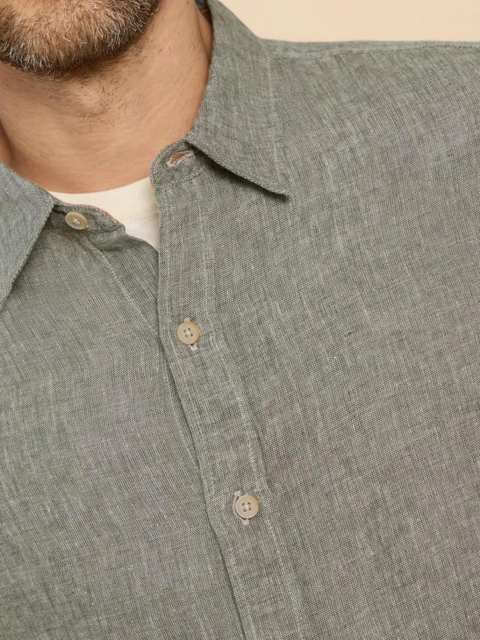 Men SHIRTS White Stuff Pembroke SS Linen Shirt Khaki Green