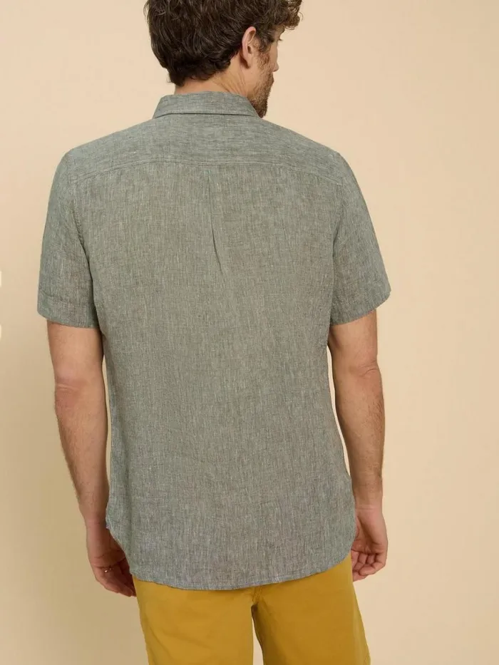 Men SHIRTS White Stuff Pembroke SS Linen Shirt Khaki Green