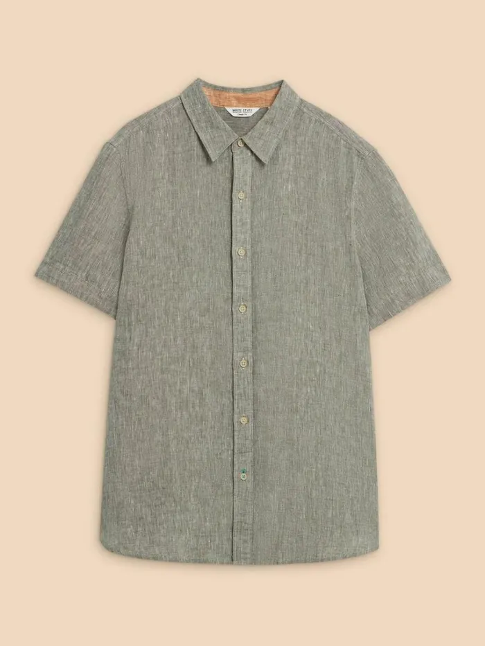Men SHIRTS White Stuff Pembroke SS Linen Shirt Khaki Green