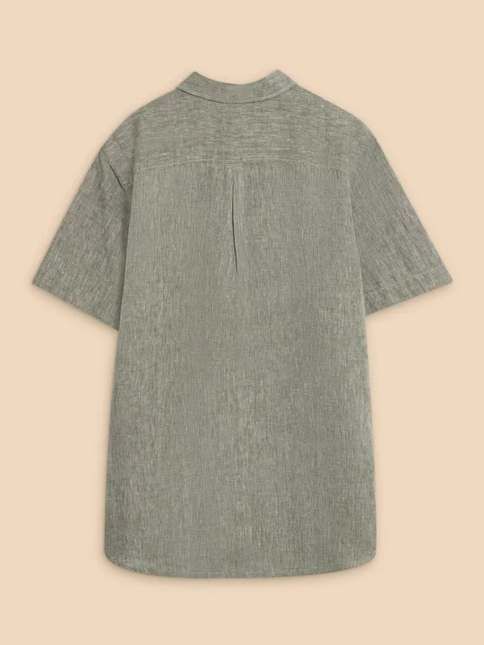 Men SHIRTS White Stuff Pembroke SS Linen Shirt Khaki Green