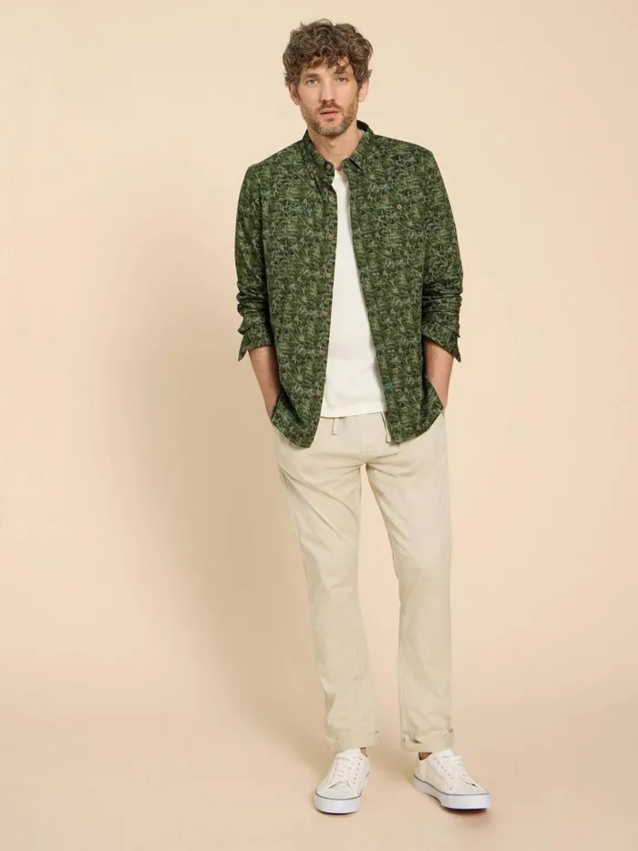 Men SHIRTS White Stuff Seaweed Printed Shirt Green Print