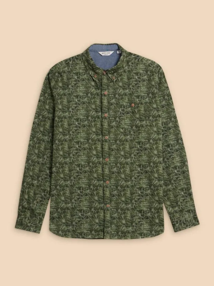 Men SHIRTS White Stuff Seaweed Printed Shirt Green Print Men SHIRTS White Stuff Seaweed Printed Shirt Green Print