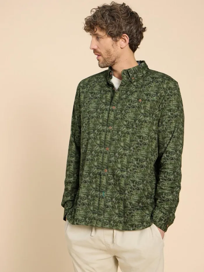 Men SHIRTS White Stuff Seaweed Printed Shirt Green Print Men SHIRTS White Stuff Seaweed Printed Shirt Green Print