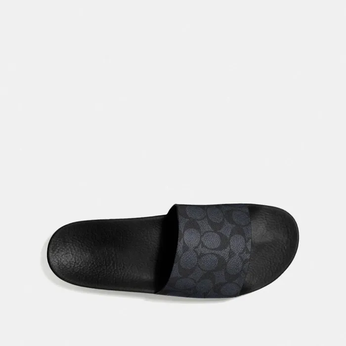Men Slide Charcoal Signature Coach Sandals and Slides