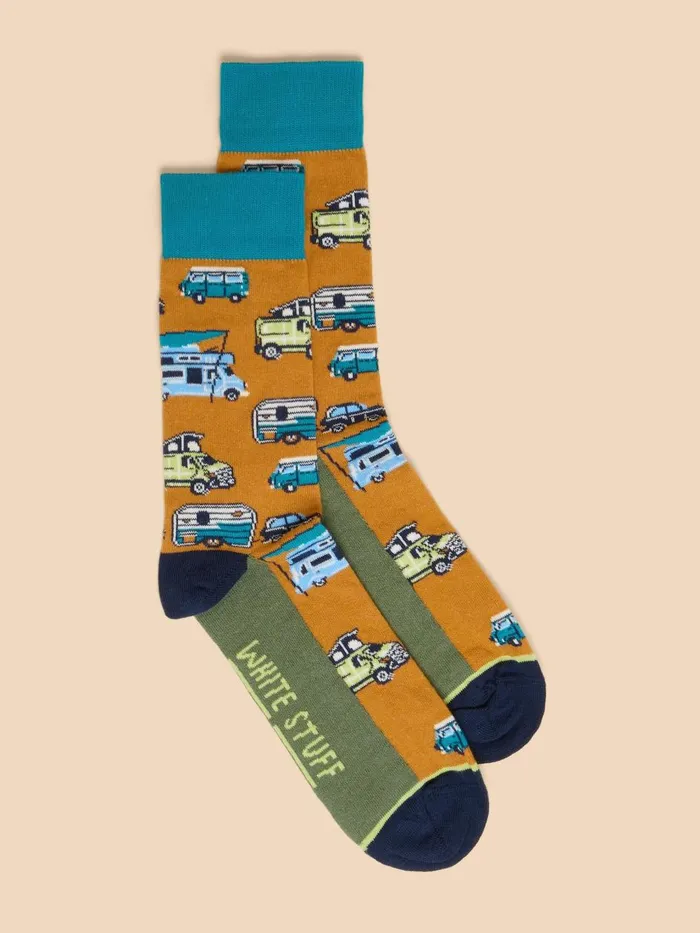 Men SOCKS White Stuff Campervan Ankle Sock Yellow Multi Men SOCKS White Stuff Campervan Ankle Sock Yellow Multi