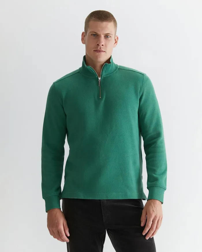 Men Sportscraft Knitwear Branson Quarter Zip Dark Sage