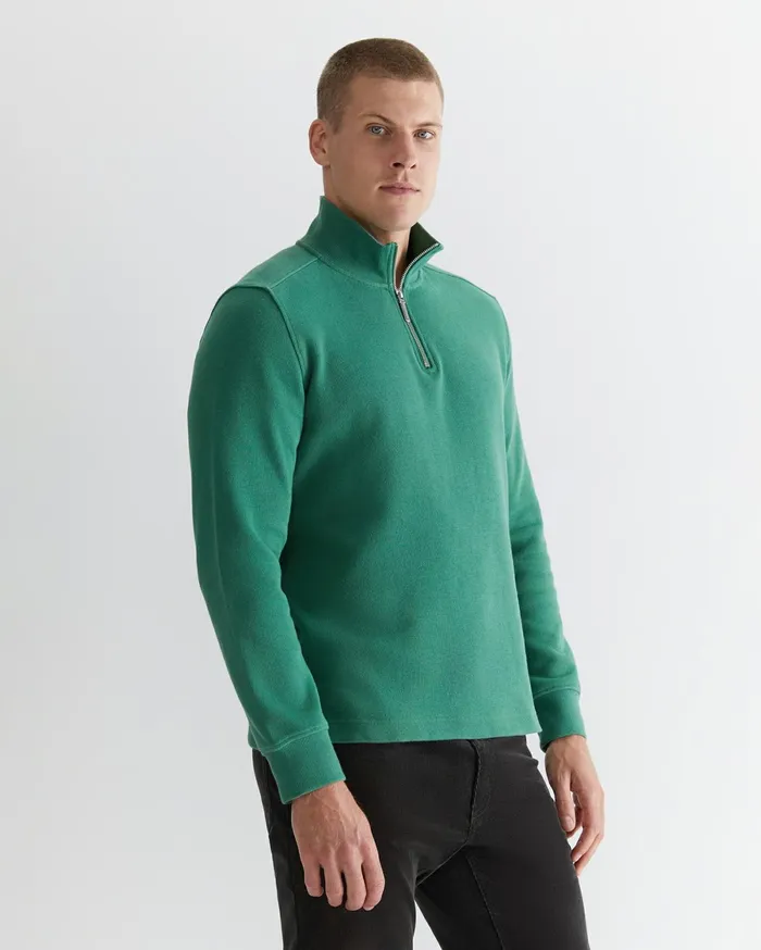 Men Sportscraft Knitwear Branson Quarter Zip Dark Sage