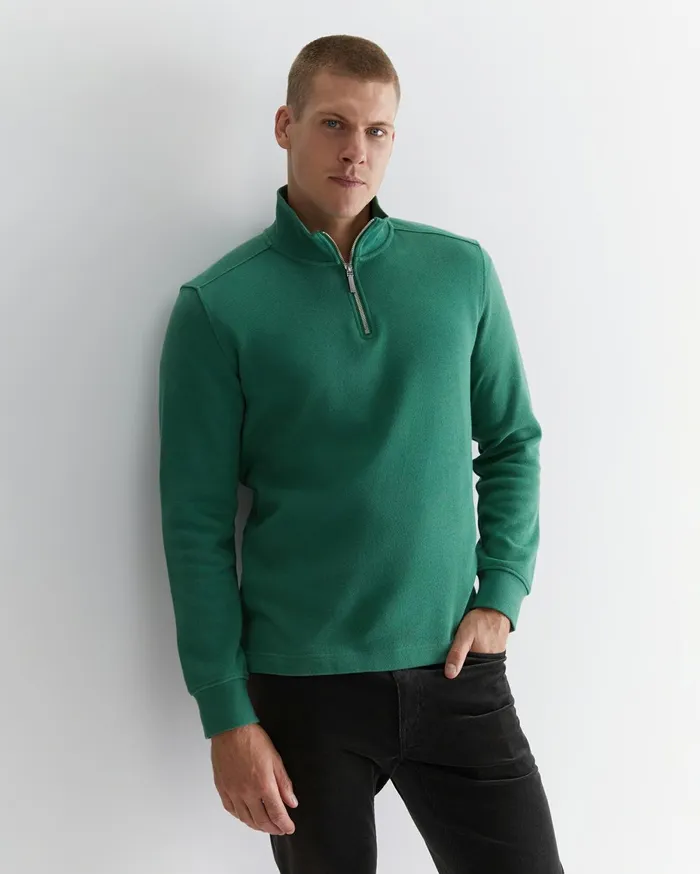 Men Sportscraft Knitwear Branson Quarter Zip Dark Sage