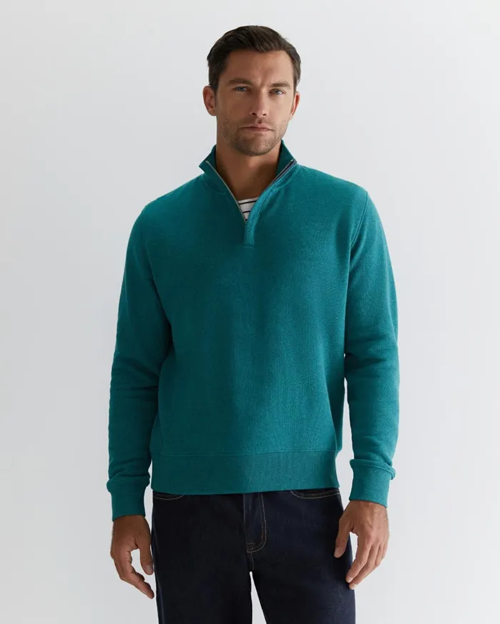 Men Sportscraft Knitwear Mont Quarter Zip Lake Blue