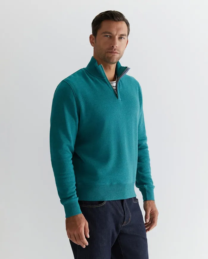 Men Sportscraft Knitwear Mont Quarter Zip Lake Blue