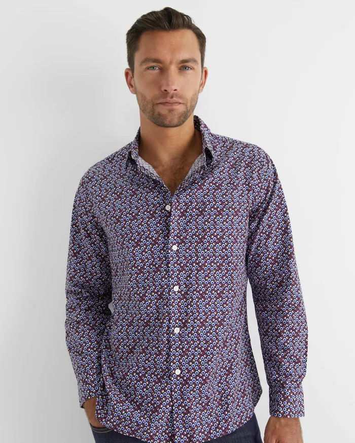 Men Sportscraft Shirts Azra Liberty Shirt Wineberry
