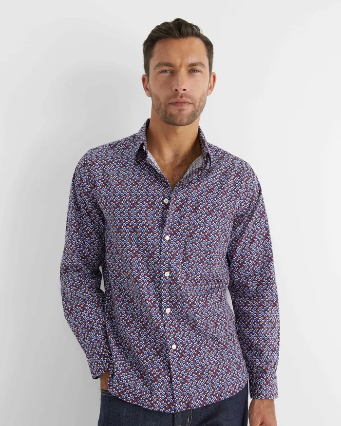 Men Sportscraft Shirts Azra Liberty Shirt Wineberry