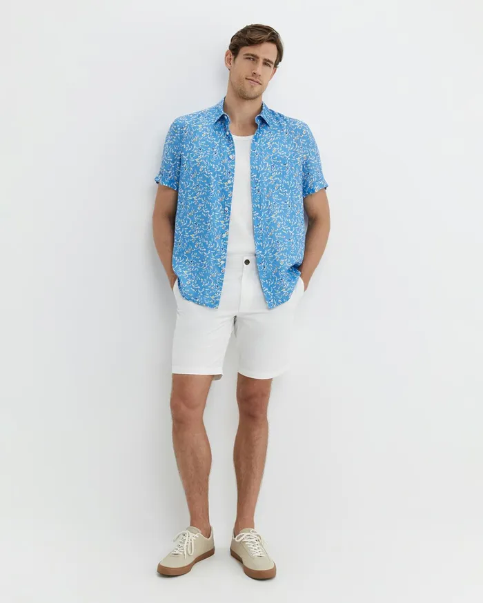 Men Sportscraft Shirts Bay Short Sleeve Liberty Shirt Blue Multi