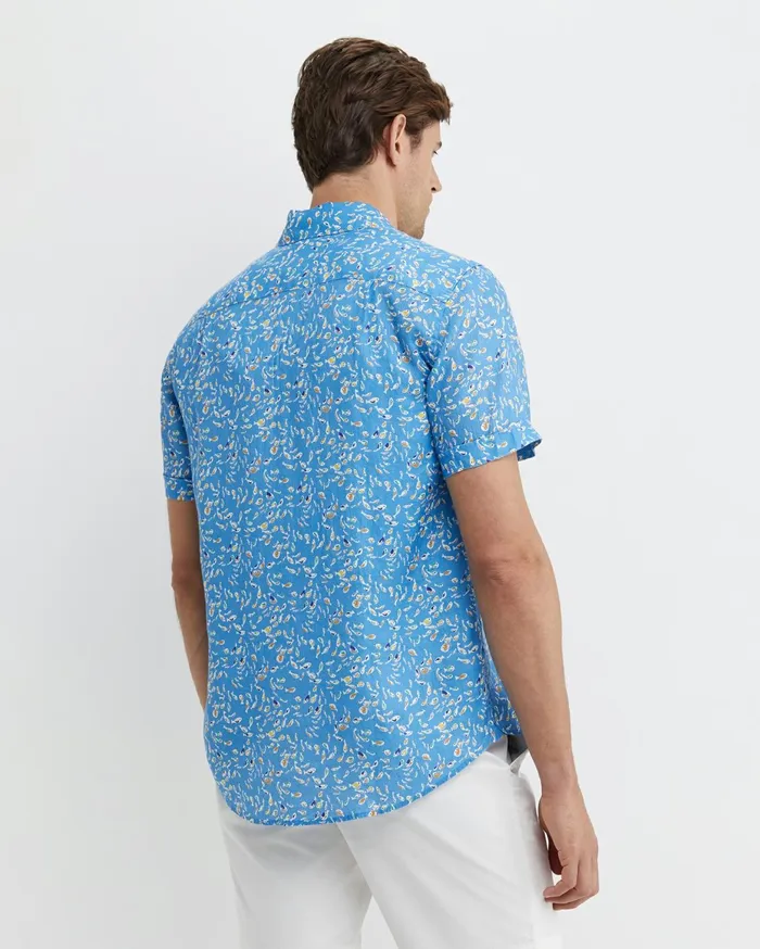 Men Sportscraft Shirts Bay Short Sleeve Liberty Shirt Blue Multi