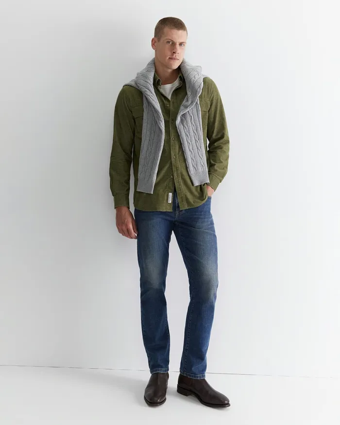 Men Sportscraft Shirts Cullen Cord Shirt Moss