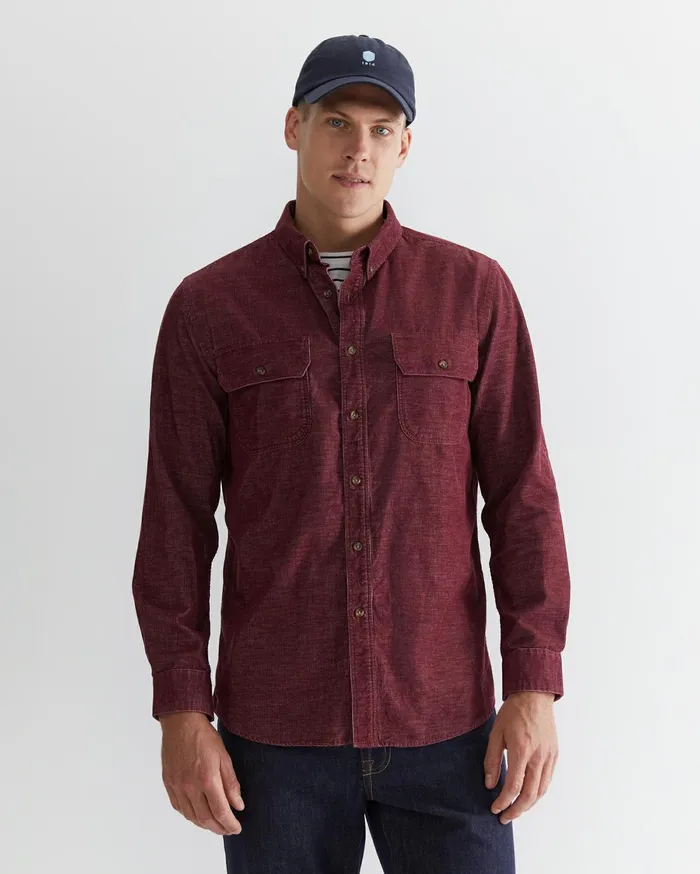 Men Sportscraft Shirts Cullen Cord Shirt Wineberry