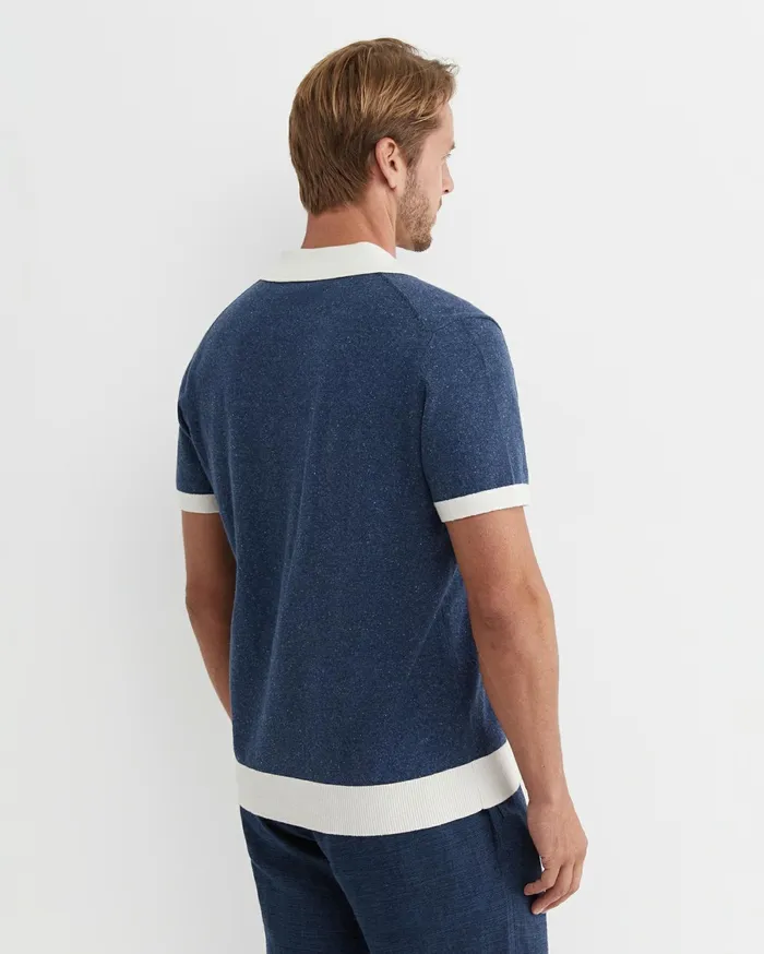 Men Sportscraft Shirts Ellis Knitted Short Sleeve Shirt Navy
