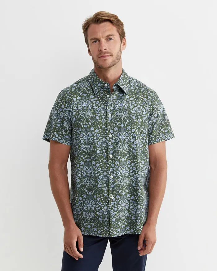 Men Sportscraft Shirts Lex Short Sleeve Liberty Shirt Khaki