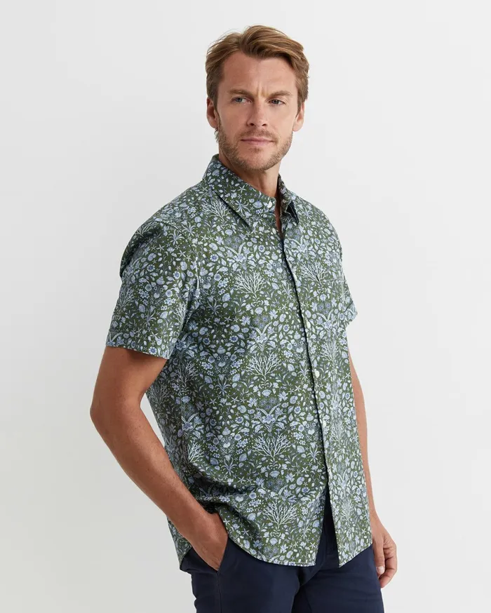 Men Sportscraft Shirts Lex Short Sleeve Liberty Shirt Khaki