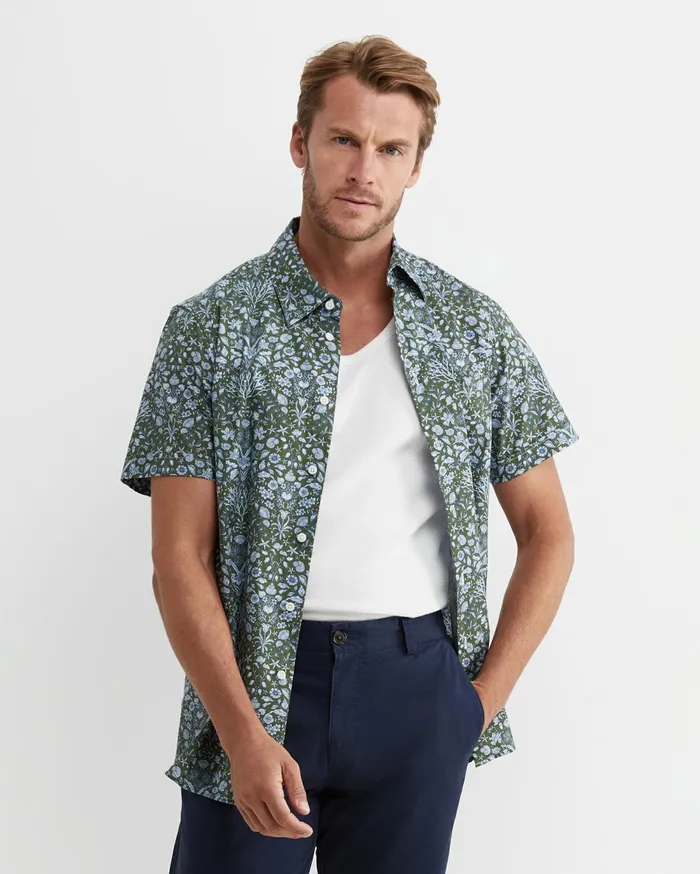 Men Sportscraft Shirts Lex Short Sleeve Liberty Shirt Khaki