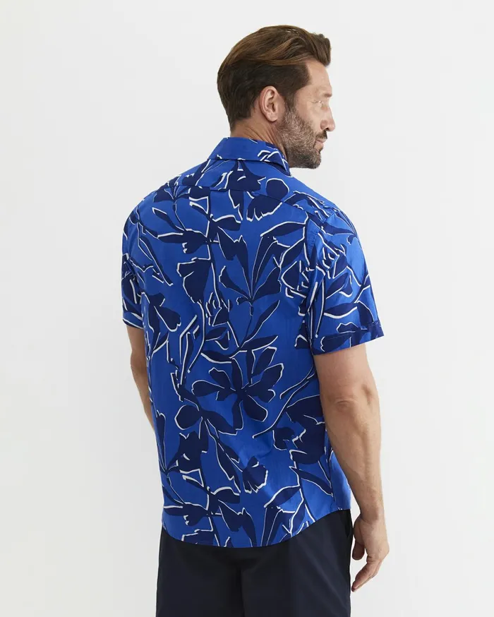 Men Sportscraft Shirts Marks Short Sleeve Cotton Shirt Navy Multi