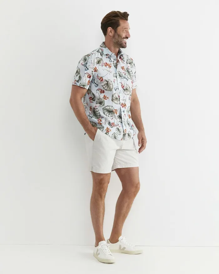 Men Sportscraft Shirts Percy Short Sleeve Cotton Shirt Blue Multi