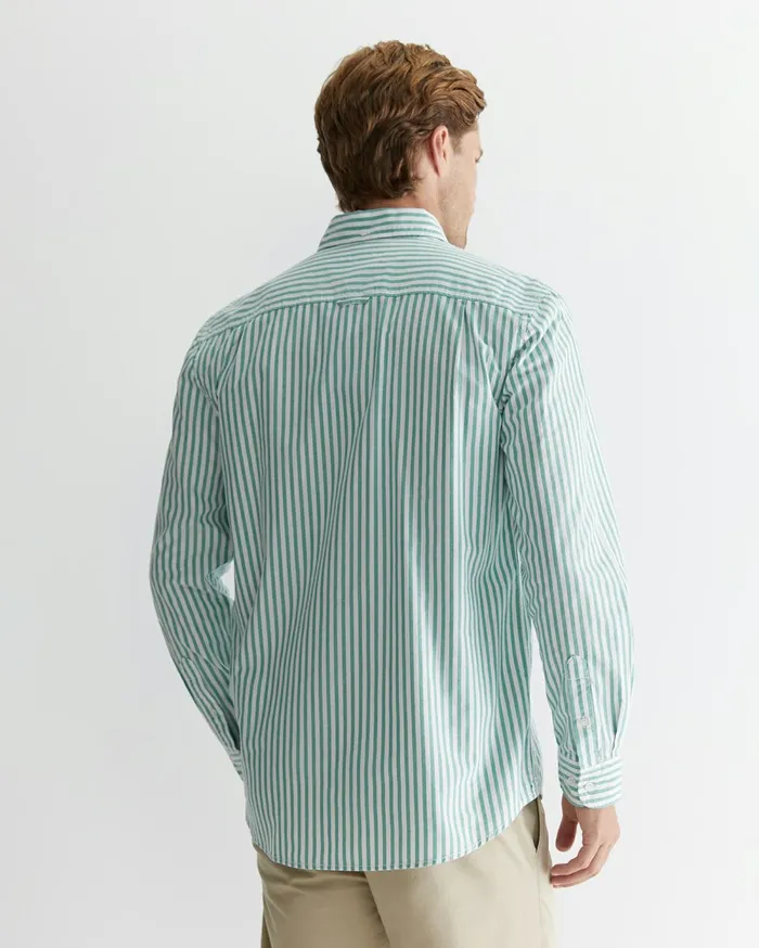 Men Sportscraft Shirts Stripe Oxford Shirt Foliage