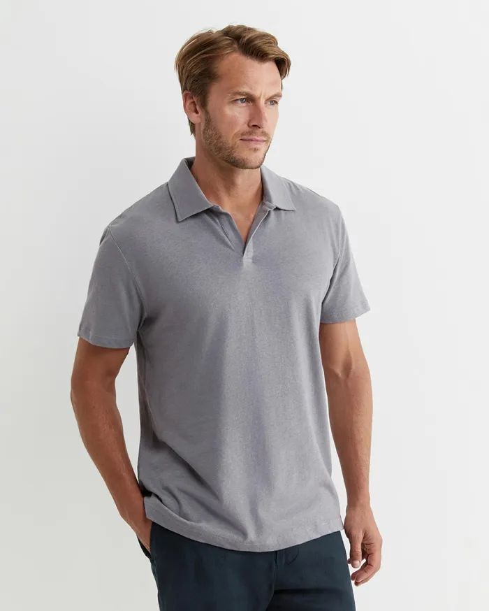 Men Sportscraft TShirts and Polos Osborne Linen Blend Polo Grey