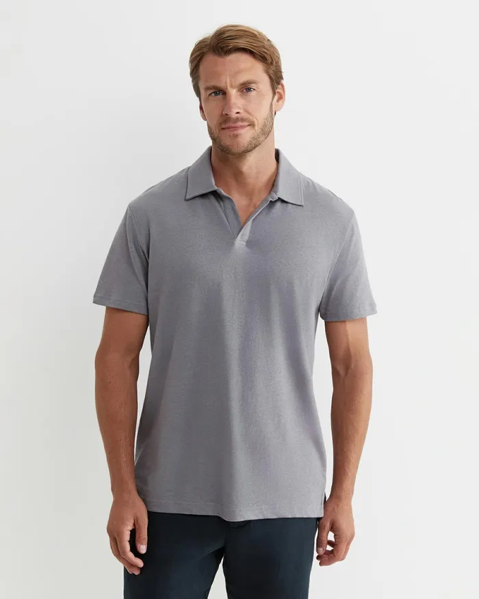 Men Sportscraft TShirts and Polos Osborne Linen Blend Polo Grey