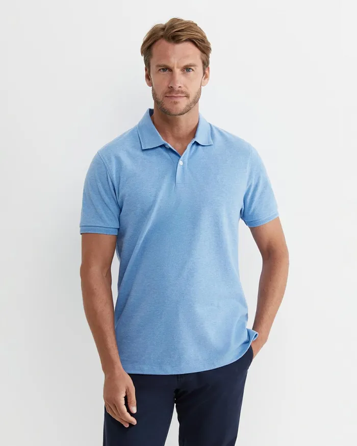 Men Sportscraft TShirts and Polos SC Melange Pique Polo Blue Melange