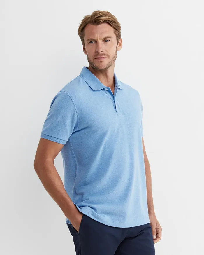 Men Sportscraft TShirts and Polos SC Melange Pique Polo Blue Melange