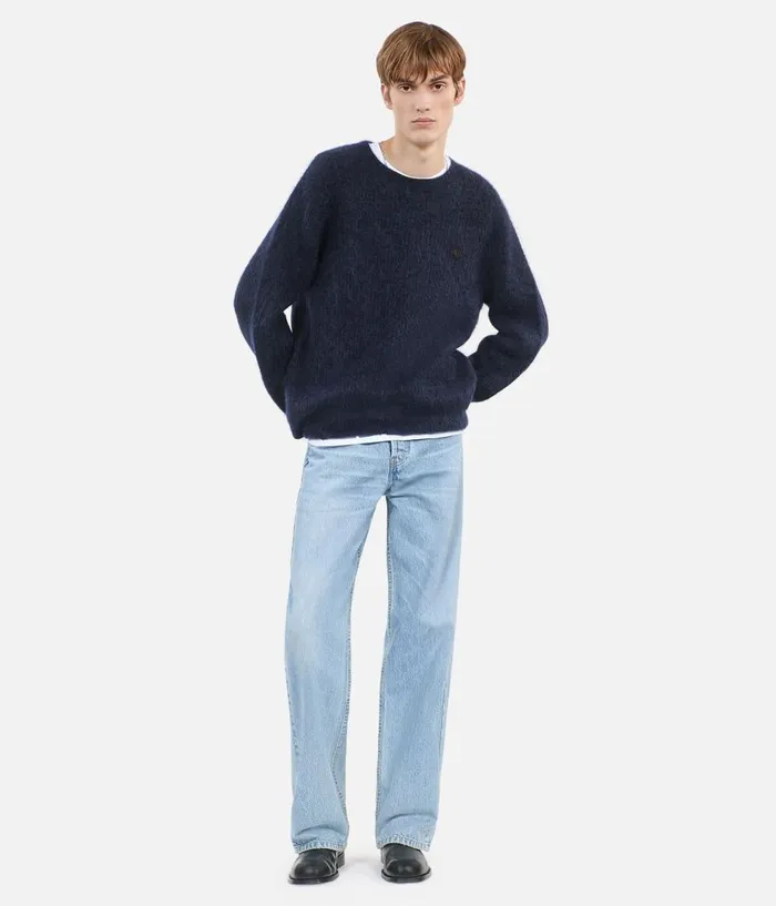 Men Sweaters THE KOOPLES Navy Blue Mohair And Wool Sweater