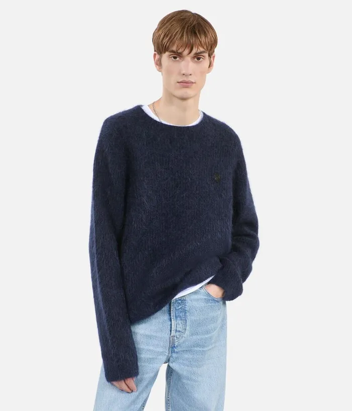 Men Sweaters THE KOOPLES Navy Blue Mohair And Wool Sweater Men Sweaters THE KOOPLES Navy Blue Mohair And Wool Sweater