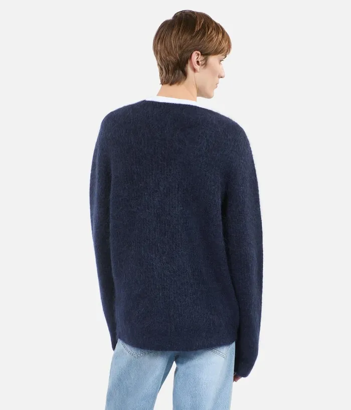 Men Sweaters THE KOOPLES Navy Blue Mohair And Wool Sweater Men Sweaters THE KOOPLES Navy Blue Mohair And Wool Sweater