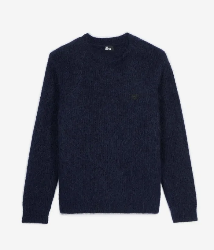 Men Sweaters THE KOOPLES Navy Blue Mohair And Wool Sweater Men Sweaters THE KOOPLES Navy Blue Mohair And Wool Sweater