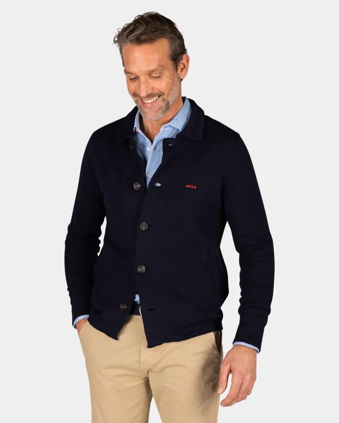 Men Sweatshirts NZA New Zealand Auckland Dark Blue Cotton Overshirt 8211 Midnight Navy
