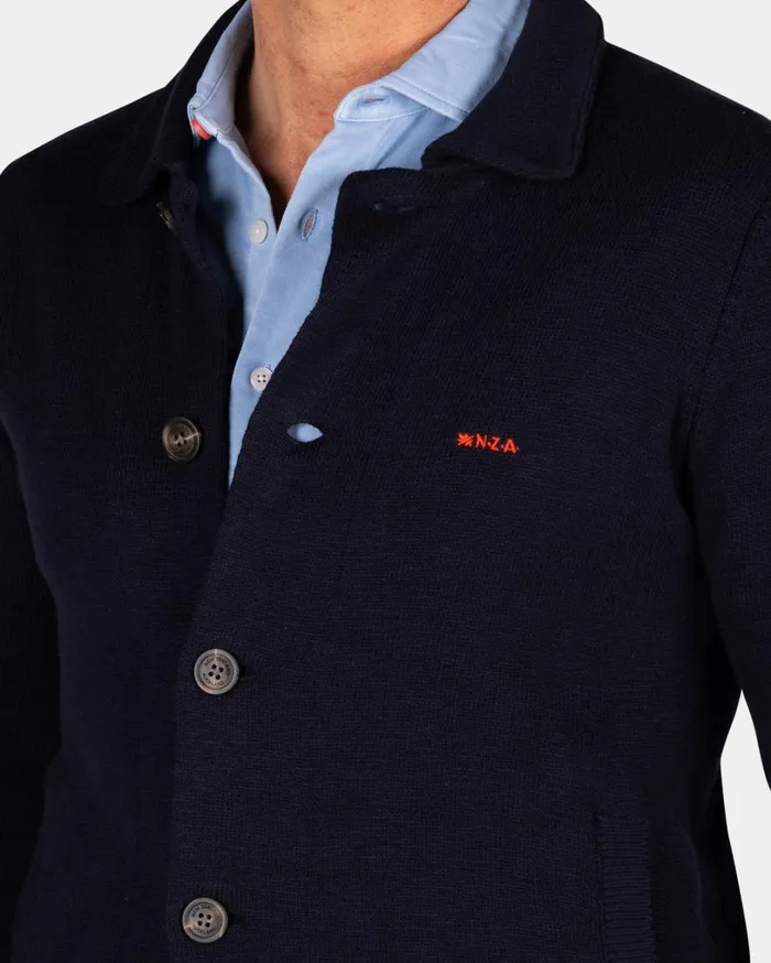 Men Sweatshirts NZA New Zealand Auckland Dark Blue Cotton Overshirt 8211 Midnight Navy