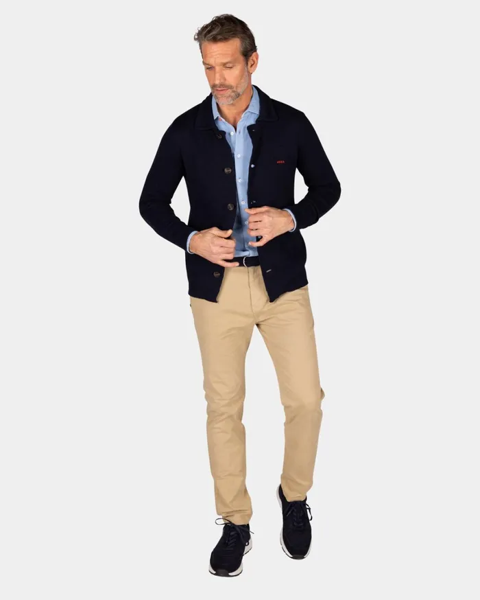Men Sweatshirts NZA New Zealand Auckland Dark Blue Cotton Overshirt 8211 Midnight Navy