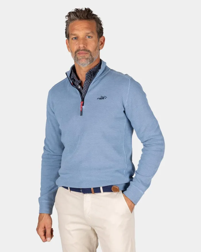 Men Sweatshirts NZA New Zealand Auckland Sporty Blue Sweater With HalfZip 8211 Brave Blue Men Sweatshirts NZA New Zealand Auckland Sporty Blue Sweater With HalfZip 8211 Brave Blue