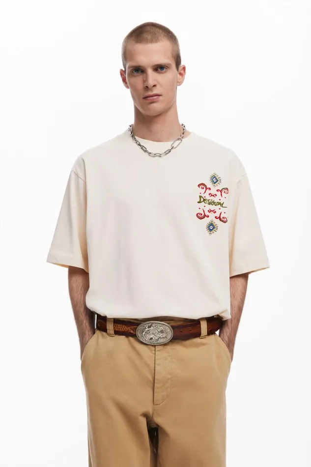 Men Tshirts Desigual Ethnic Shortsleeve Tshirt
