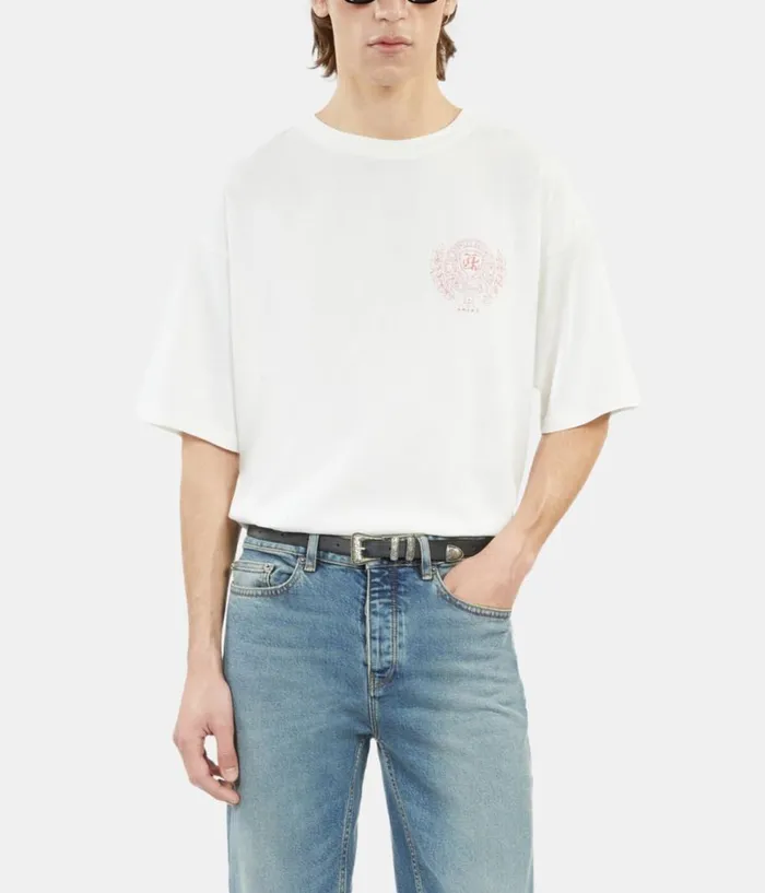 Men Tshirts THE KOOPLES Ecru Tshirt With Blazon Serigraphy
