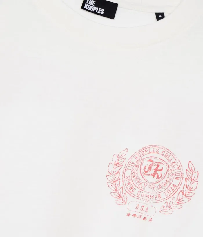Men Tshirts THE KOOPLES Ecru Tshirt With Blazon Serigraphy