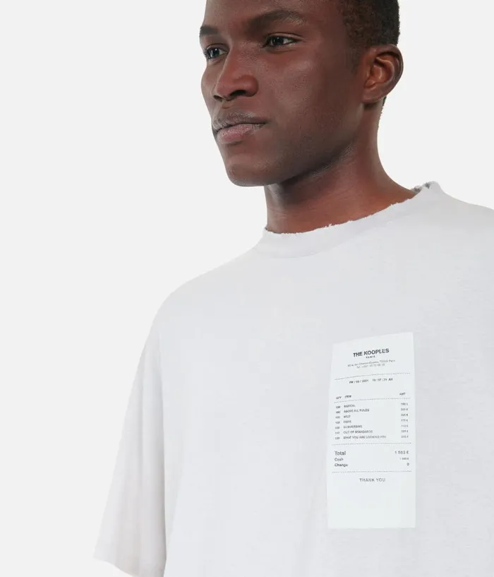 Men Tshirts THE KOOPLES Grey Receipt Serigraphy Tshirt Men Tshirts THE KOOPLES Grey Receipt Serigraphy Tshirt
