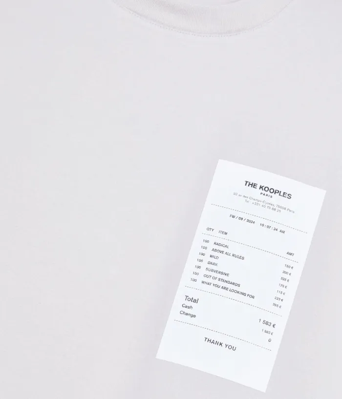 Men Tshirts THE KOOPLES Grey Receipt Serigraphy Tshirt Men Tshirts THE KOOPLES Grey Receipt Serigraphy Tshirt