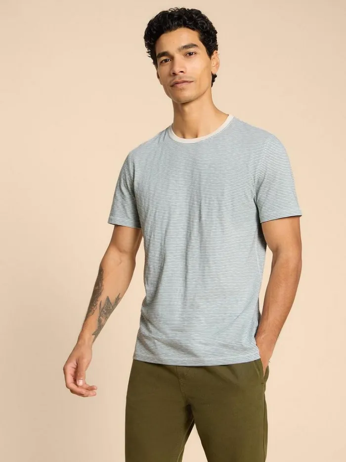 Men TSHIRTS White Stuff Abersoch SS Stripe Tee White Multi
