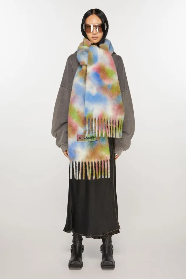 Men Tiedye Alpaca Wool Scarf Green Multi Acne Studios Scarves